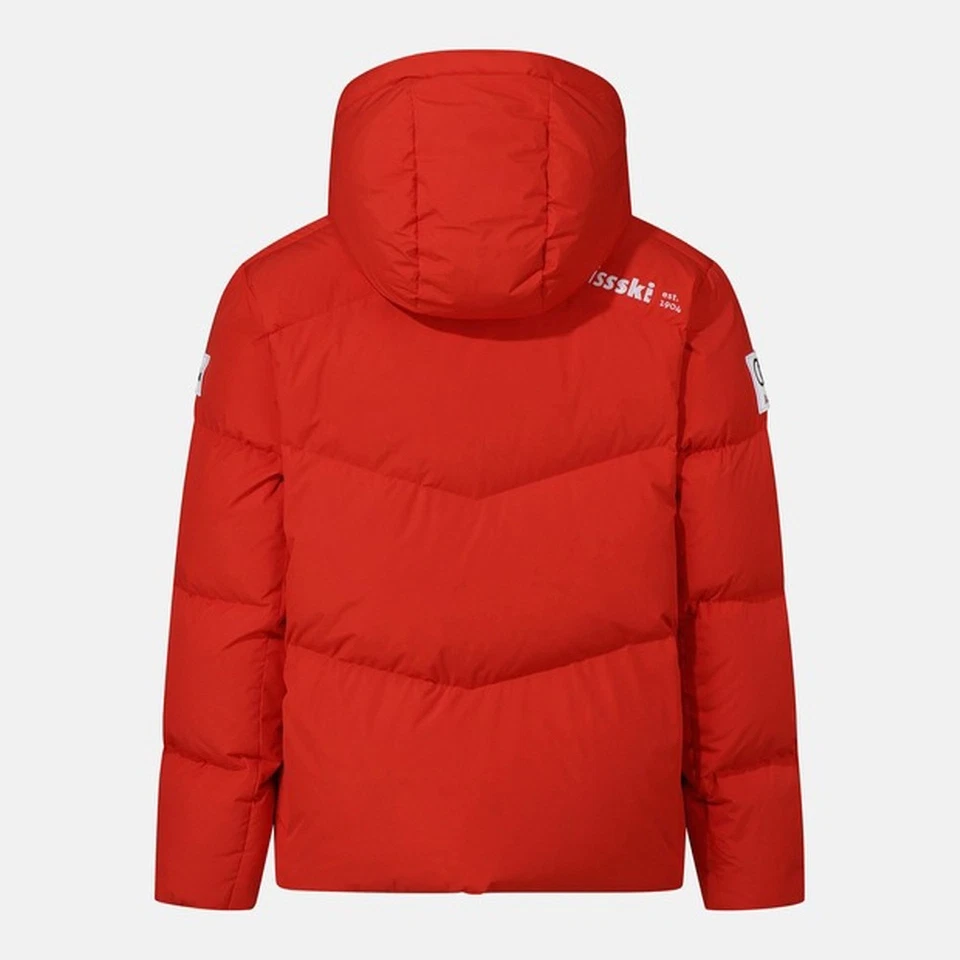 DESCENTE MENS SWISS SKI HOODED DOWN JACKET SQ423SDJO3 RED M-3XL ASIAN FIT - Image 3 of 4