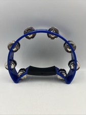 Half Moon Tambourine Percussion Double Row Blue 32 Jingles 10.5 x 8.5 x 2  Vgc
