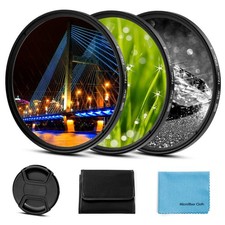 49mm Star Filter 3 Pieces Starburst Lens Filter 4 Points,6 Points,8 Points w...