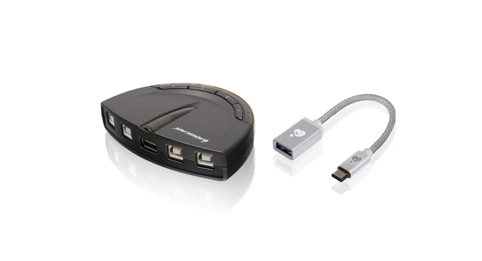 IOGEAR 4 Port USB 2.0 Printer Switch Kit Manual Auto Print USB C Adapter Black - Image 2 of 4