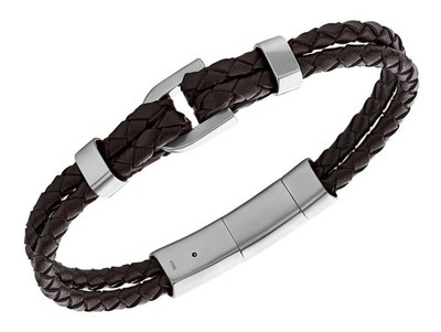 FOSSIL Heritage D-Link Leather Bracelet Armband Brown dunkelbraun Neu