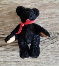 World Of Miniature Bears Black Bear With Red Ribbon  Theresas Bear 1996