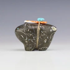 NATIVE AMERICAN ZUNI PURISIMA STONE BOBCAT FETISH BY LELAND BOONE & DAPHNE QUAM