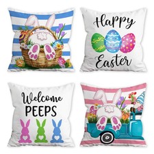 Easter Pillow Covers, Easter Decorations Indoor Pillow Covers 18x18 Set of 4 ...