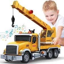 Kids Toys Crane Truck Toy with Lights&Sounds Friction Powered Truck Vehicle Toy 
