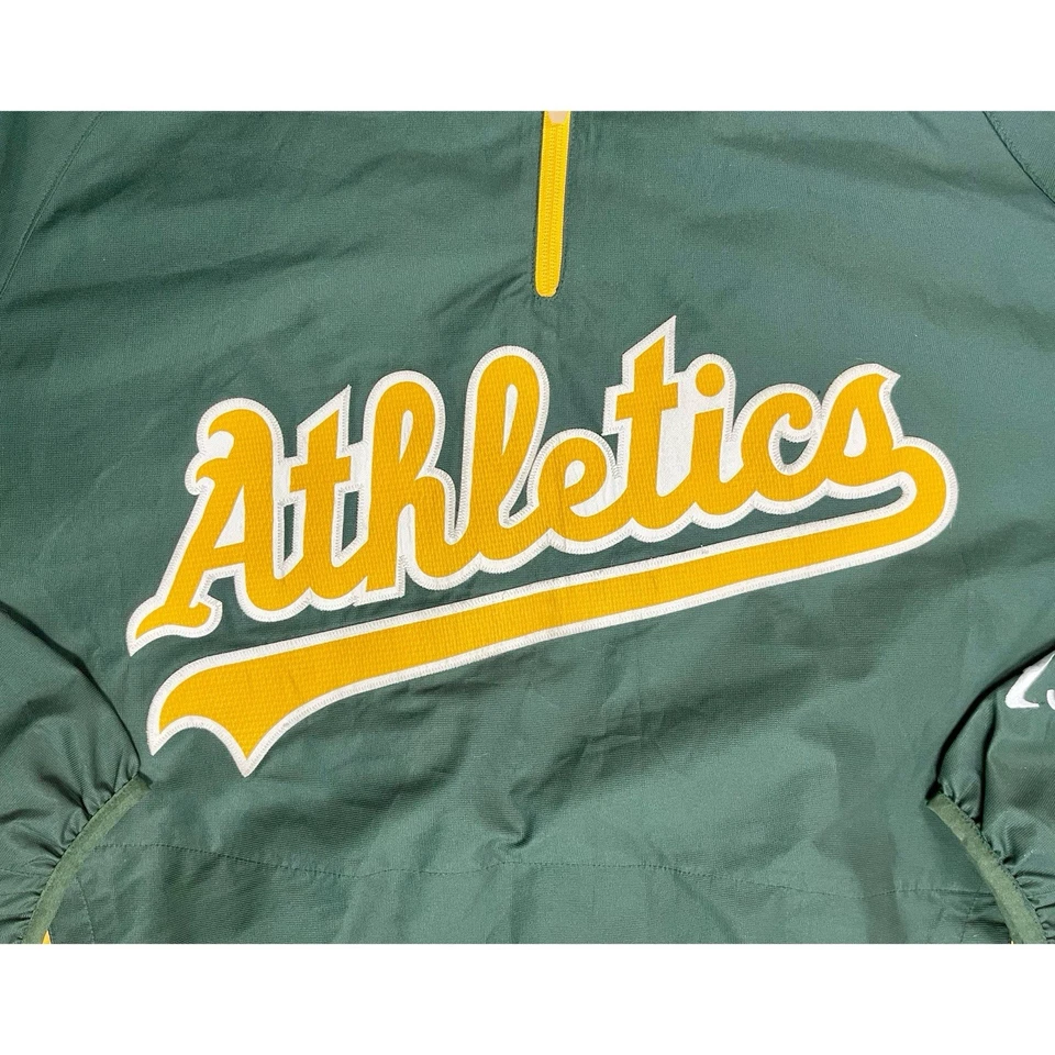 Cortavientos Majestic Athletic Oakland A's verde/amarillo 1/4 cremallera para hombre talla L Foto 3 de 3
