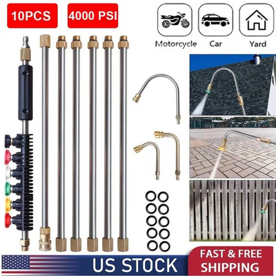 #ad 4000PSI High Pressure Washer Extension Wand Set Telescopic Lance w Spray Nozzle $19.59