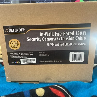 Defender In Wall, Fire Rated 130' Security Camera Extension Cable New In Box