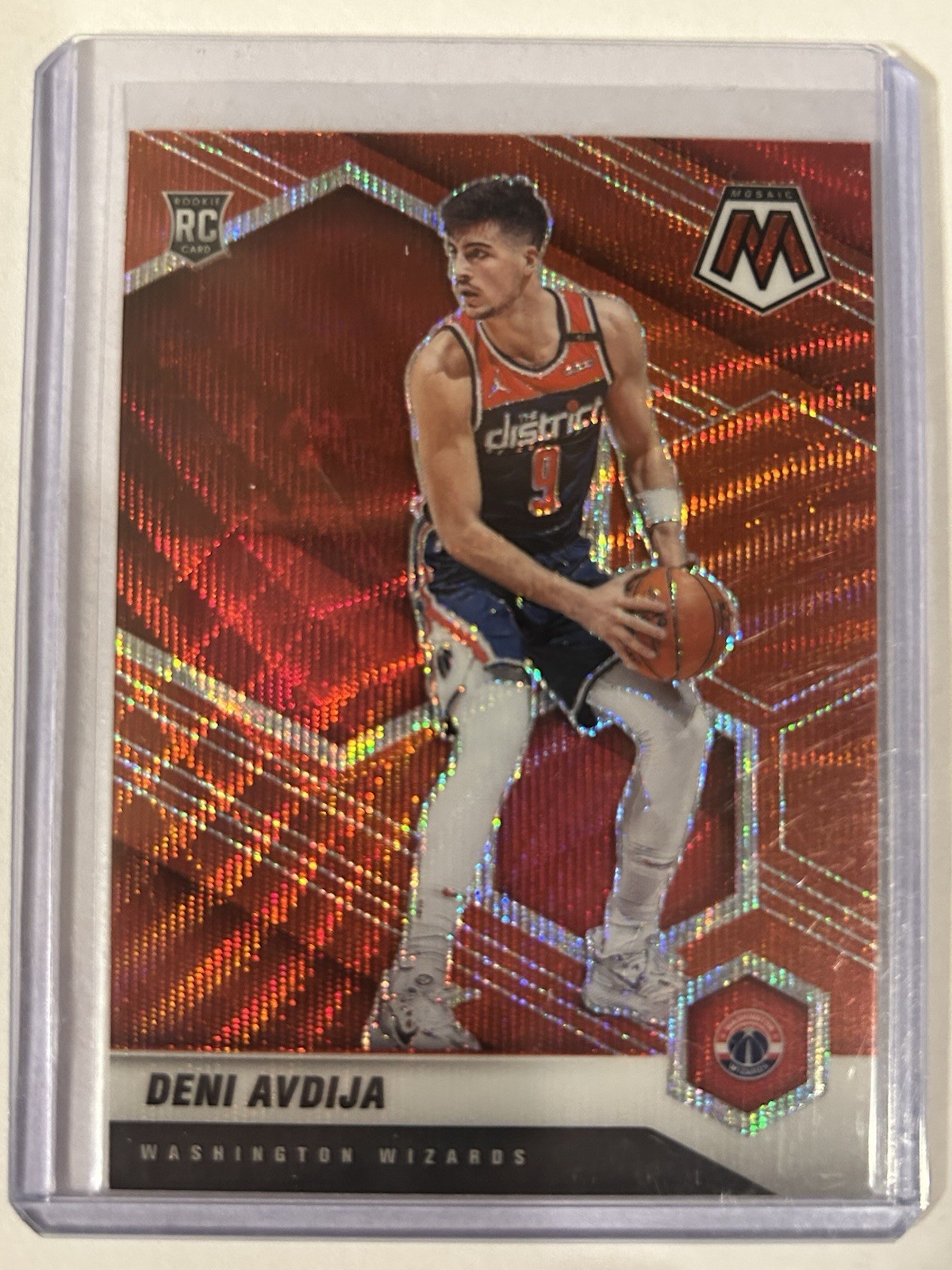 2020-21 Panini Mosaic Rookie Mosaic Red Wave Prizm Deni Avdija #217 Rookie RC