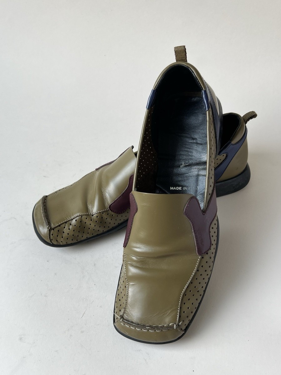 Prada Women's Vintage Main line Spr/Sum 00 Loafers Olive Green 100