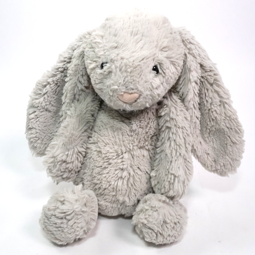 Jellycat London Gray Bashful Bunny 11" Sitting Beanie Bottom Cute - Picture 3 of 10