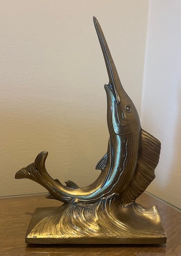 Vintage Brass Marlin Sailfish Philadelphia Manufacturing Co., MCM, Coastal