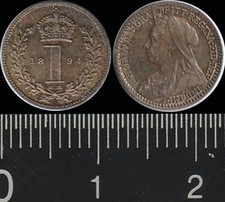 Great Britain: 1894 One Penny Queen Victoria  Maundy silver 1d  UNC