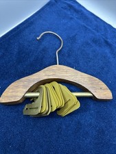 Vintage Wood Brass Tie Belt Scarf Travel Butler Organizer Rack 12Plastic Holders