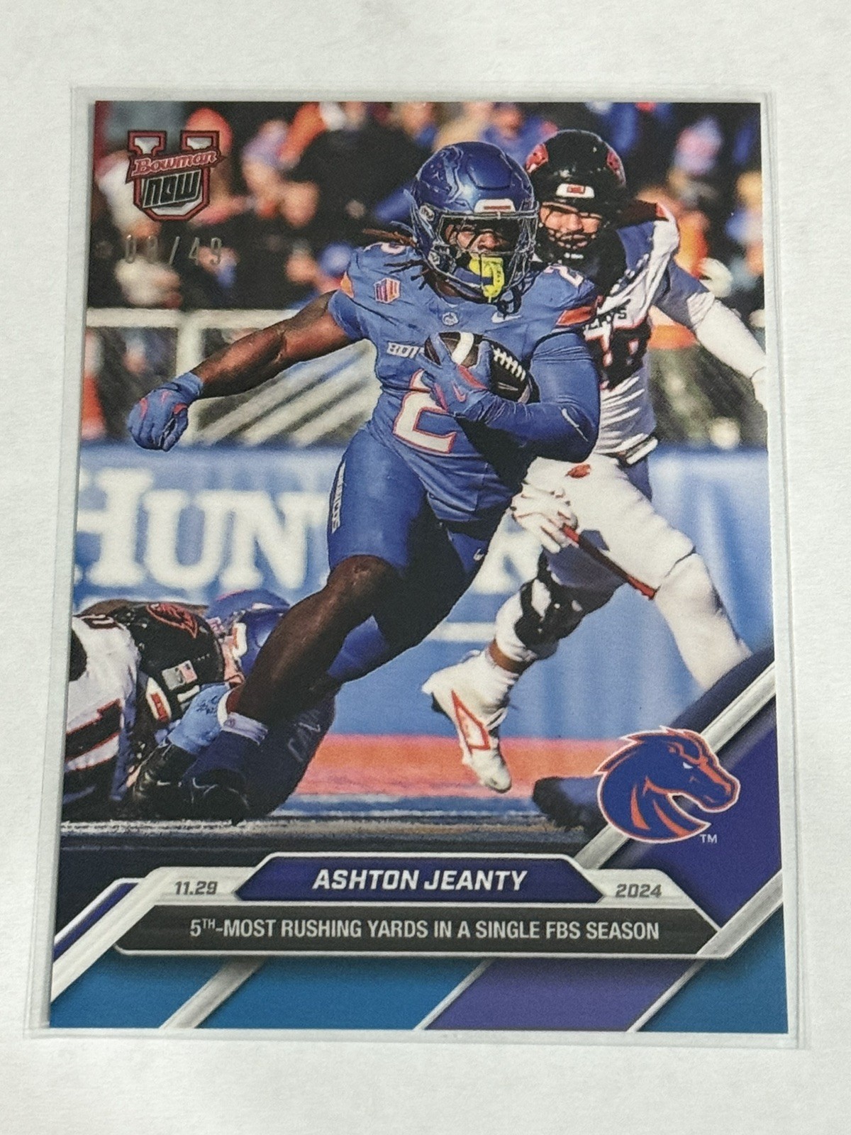 2024-25 Topps Bowman U Now NCAA #50 Ashton Jeanty Boise State Broncos BLUE 08/49