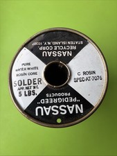 NASSAU PEDIGREED C ROSIN Pure White CORE Solder 7076  2 Lb 15 Ounces
