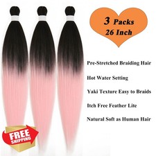 Ai Yuchen 26" Pink Ombre Pre-Stretched Braiding Hair Extensions 3 Pack