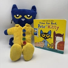 Zoobies Pete the Cat Plush Pajama Day Storybook 16" Plush And Touch & Feel Book