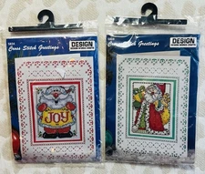 Design Works Counted Cross Stitch Cards Two Kits Christmas Santa Holiday Craft