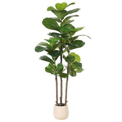 Fiddle Leaf Fig Tree Artificial - 5ft Faux Fiddle Leaf Fig Tree with White Pl...