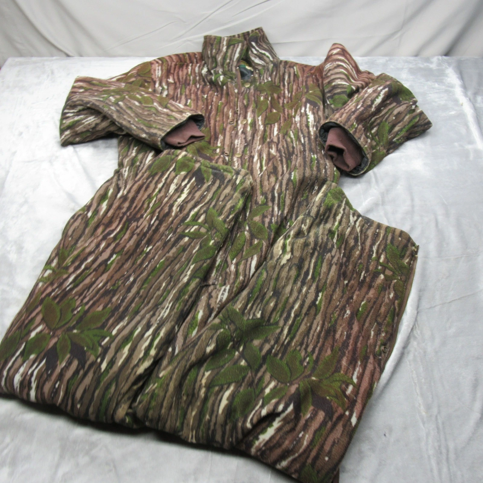 Cabelas Insulated Overalls Mens XL? RealTree Camo Full Zip Hunting Bibs VTG USA