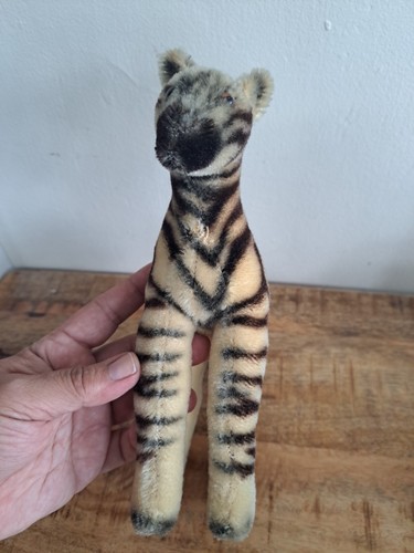 Vintage Steiff 8" Zebra Moher Wełna Made in Germany BEZ IDENTYFIKATORÓW - Zdjęcie 8 z 10