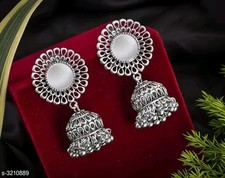 Silver Oxidized Earrings Festival Jewellery Trendy Ethnic Jhumki For Girls Wear