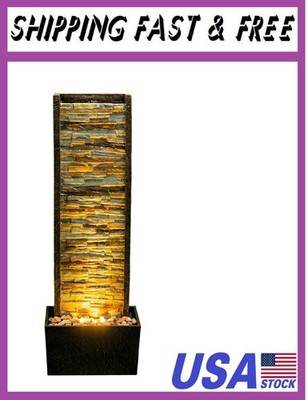 38 inches Tall Waterfall Feature Indoor&Outdoor:Illuminated Stone Cascade Water