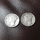 Mercury Dimes Lot 1942 1943 Silver 10C Coins Set of 2 Circulated