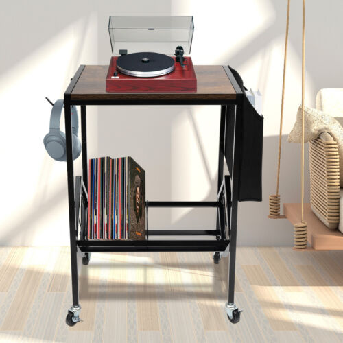 2 Tier Media Mobile Shelf DVD Tower Rack Game CD Display Organizer Stand Holder
