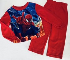 Marvel Spiderman XS 4-5 Flannel Sleepwear Boys New 2 Piece Pajamas Set
