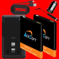 Durable 2x4150mAh Battery Car Charger Cable F Samsung Galaxy Xcover Pro SM-G715A