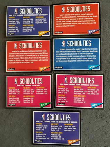 Lot (7) 1993-94 SkyBox Basketball School Ties - Picture 2 of 2