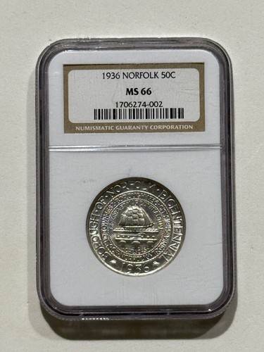 Norfolk Commemorative Silver Half Dollar 1936 MS66 NGC