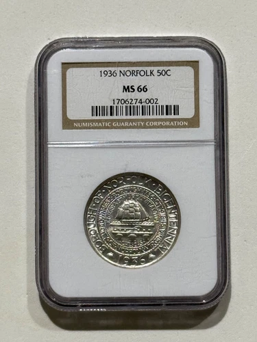 Norfolk Commemorative Silver Half Dollar 1936 MS66 NGC
