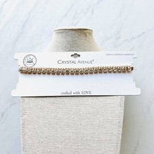 Gold Crystal Rhinestone 2 Line Choker Necklace Layered For Formal Weddings Prom