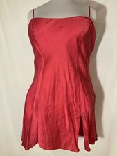 Vtg Med Red Silk Victorias Secret Nightie Fit Flare Lingerie Princess Seam Dress