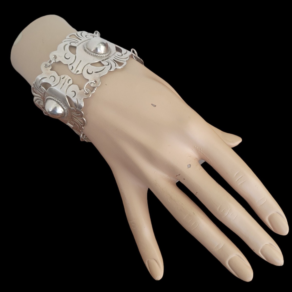 Vintage 1960s Mexican Sterling Silver Large Panel Bracelet | eBay