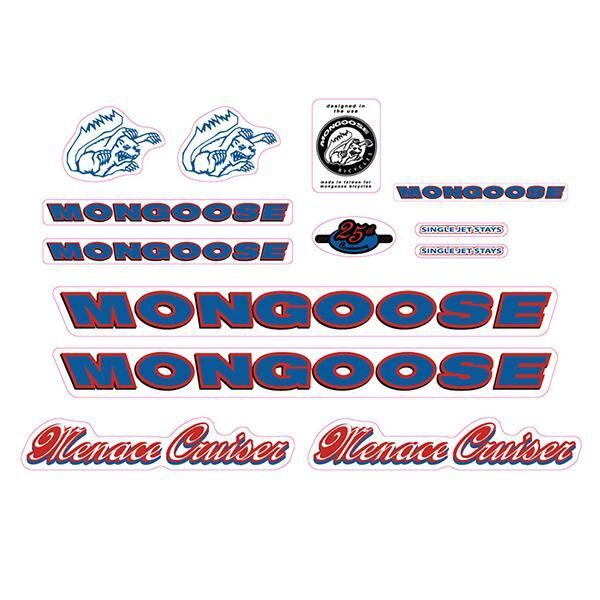 Mangosta - 1999 Menace Cruiser - Juego de calcomanías - bmx de la vieja escuela