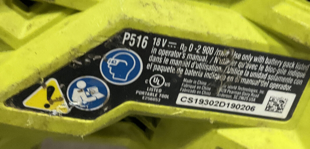 FOR PARTS Ryobi P516 ONE+ HP 18V Brushless Cordless Reciprocating Saw