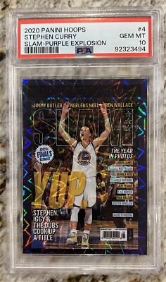  2020-21 NBA Hoops Stephen Curry Slam Purple Explosion PSA 10 Low Pop Warriors