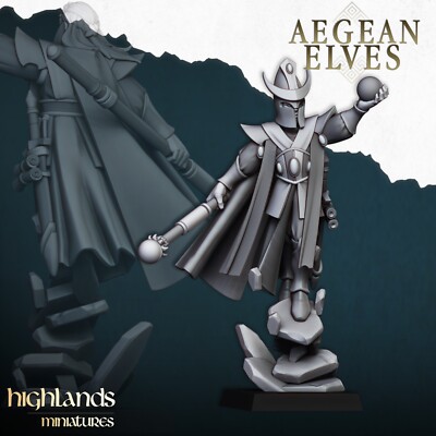 Aegean Elves Elf mage B Highlands Miniatures 3d Printed