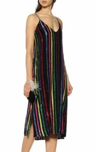 caroline constas rainbow sequin midi dress