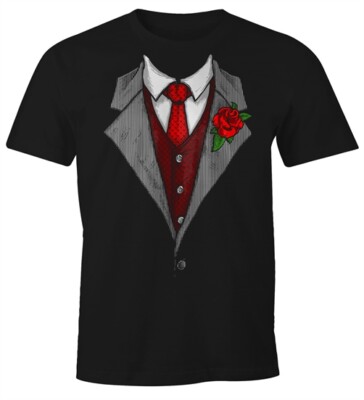 Herren T-Shirt Anzug Schlips Krawatte aufgedruckt Fun-Shirt Moonworks 