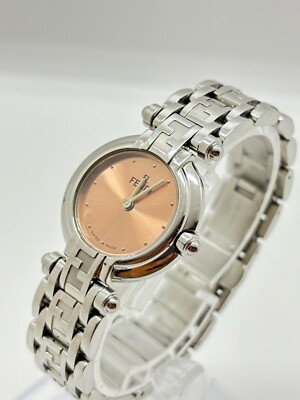 Near Mint] FENDI Orologi 750L Pink Dial Silver Quartz Ladies Watch