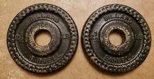 Pair of Vintage Billard Barbell 2.5 lb Standard Weights Cast Iron dimple blank