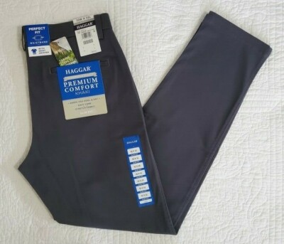 NEW Men's Haggar Premium Comfort Khaki Pants Slim Fit w Stretch HC81074 Dk Grey | eBay NEW Men's Haggar Premium Comfort Khaki Pants Slim Fit w Stretch HC81074 Dk Grey | eBay