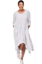Tulip Clothing Lexi Womens Dress in White Marina Seersucker Stripe
