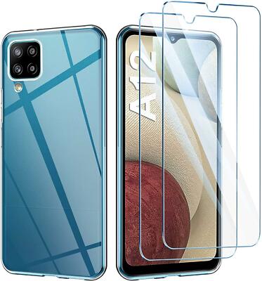 Tempered Glass Samsung Galaxy A12 Phone Case Amazon Uk For Samsung Galaxy A12 Slim Case Clear Transparent Phone Cover +1 X Screen  Glass UK
