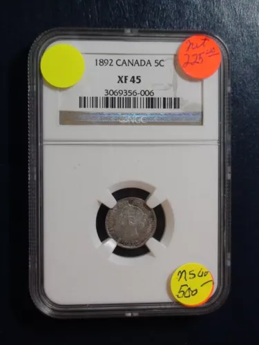 1892 Canada Five Cents NGC XF45 SILVER BETTER DATE 5C Coin PRICED TO SELL NOW! 